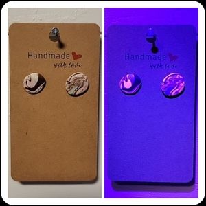 Neopolitan Ice Cream "Ugly Sweater" UV Reactive Handmade Earrings